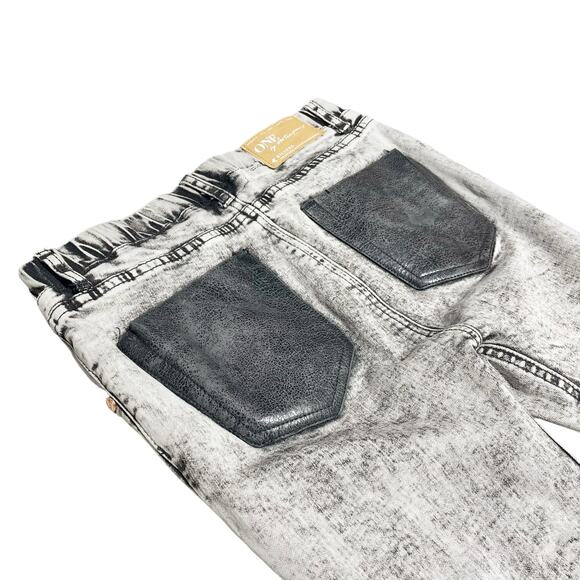 ONE by ONE TEASPOON Harley Killers Drop Crotch Leather Pocket Crop Jeans Size 24 - Picture 6 of 10